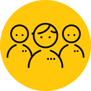 icono amarillo con personas